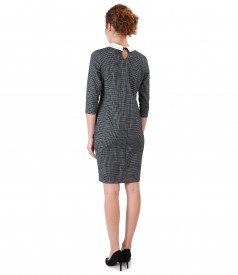 Office dress made of thick elastic jersey with a white collar