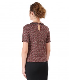 Elegant elastic jersey blouse with floral print