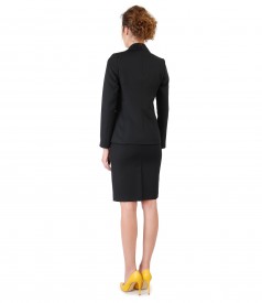 Office women suit with jacket and skirt with decorative zippers