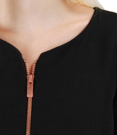 Elastic fabric dress with zipper