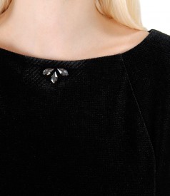 Velvet dress with crystals inserts