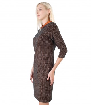 Office dress made of thick elastic jersey with collar