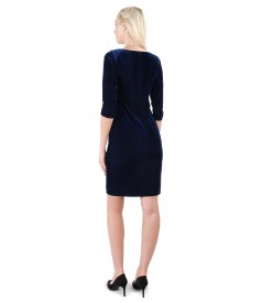 Midi dress made of elastic velvet embellished with crystals