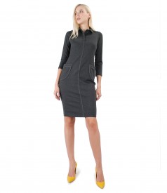 Elastic jersey dress with pockets