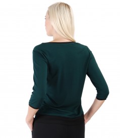 Elastic jersey blouse with front ornament