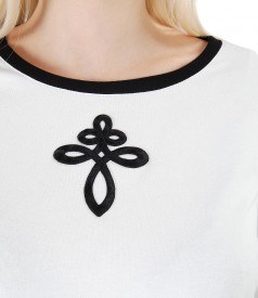 Elastic jersey blouse with front ornament