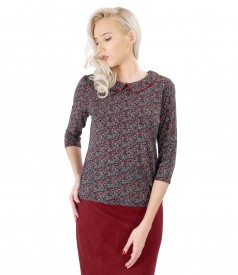 Elegant elastic jersey blouse with floral print