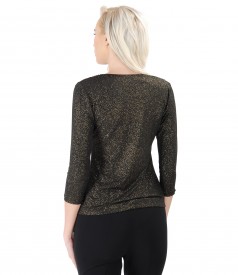 Elastic jersey blouse with glossy effect