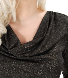 Elastic jersey blouse with glossy effect