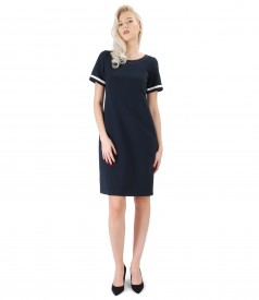 Dress with ecological leather trim