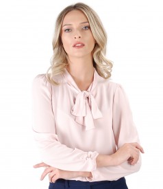 Blouse with long sleeves and scarf collar