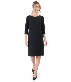 Elastic fabric dress with 3/4 sleeves