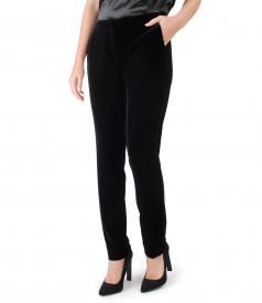 Black elastic velvet pants