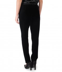Black elastic velvet pants