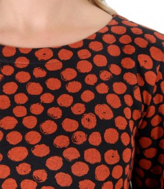 Elastic jersey blouse with print