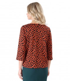 Elastic jersey blouse with print