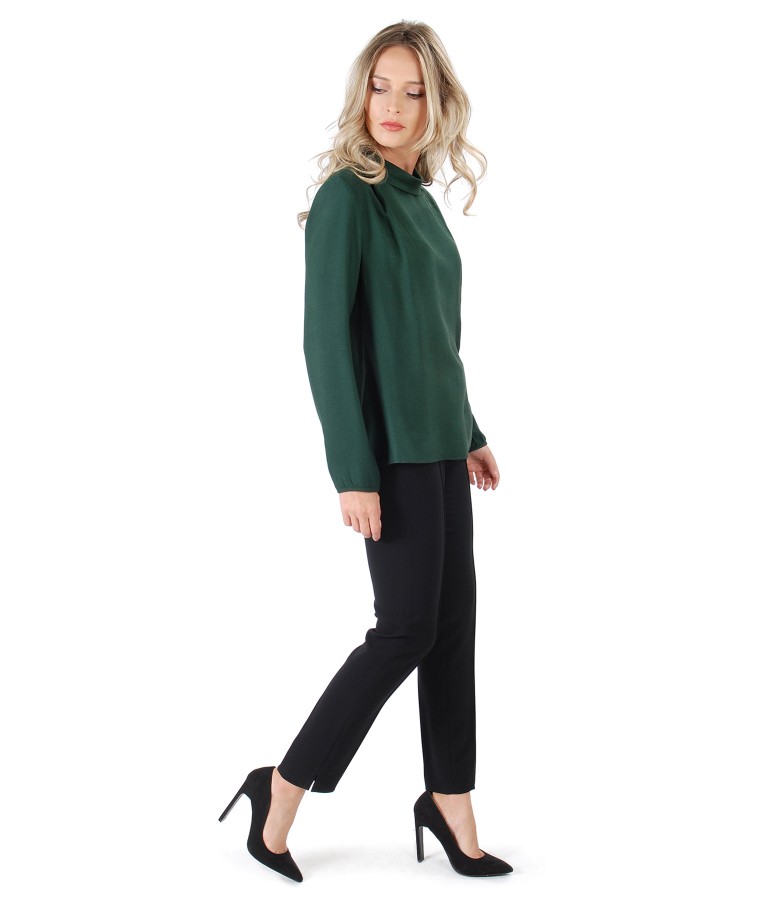 Viscose blouse with wool and ankle pants