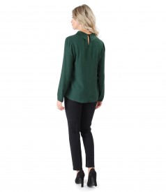 Viscose blouse with wool and ankle pants