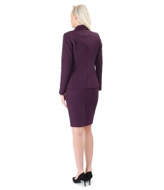 Office women suit with skirt and plum purple elastic fabric jacket