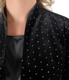 Elastic velvet jacket with metallic inserts