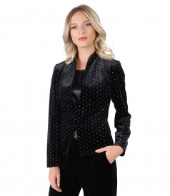 Elastic velvet jacket with metallic inserts