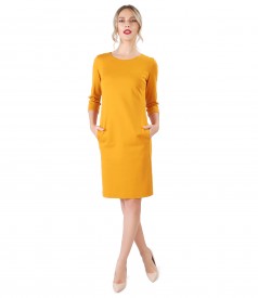 Midi dress made of thick elastic jersey with side pockets