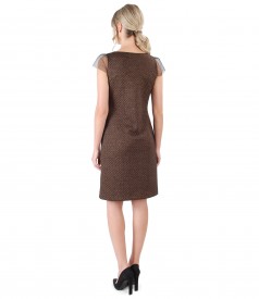 Elastic brocade dress with copper thread