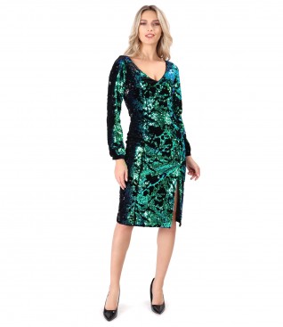 Velvet dress with reversible sequins