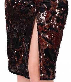 Velvet dress with reversible sequins