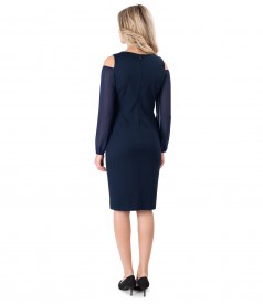 Elastic jersey dress with veil sleeves