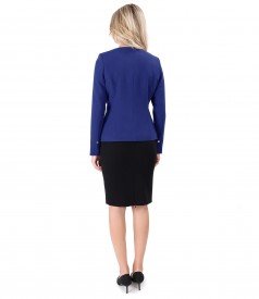 Office outfit with jacket and skirt made of elastic fabric