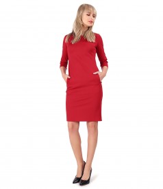 Midi dress made of thick elastic jersey with side pockets