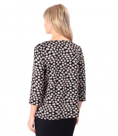 Elastic jersey blouse with print