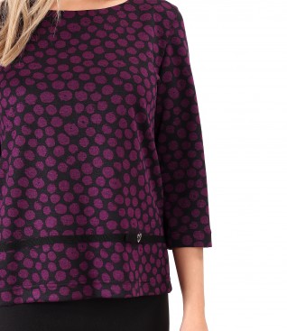 Elastic jersey blouse with print