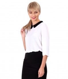 Viscose blouse with round collar