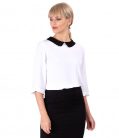 Viscose blouse with round collar