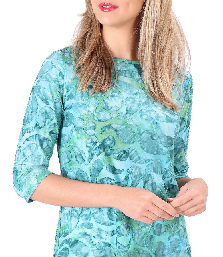 Blouse made of jersey with embossed pattern