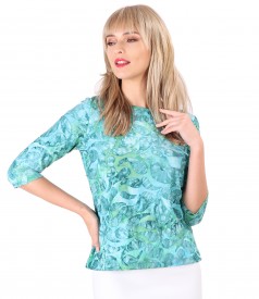 Blouse made of jersey with embossed pattern