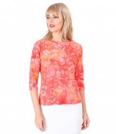 Jersey blouse with embossed pattern