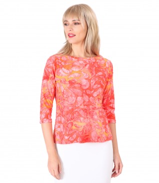 Jersey blouse with embossed pattern