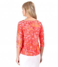 Jersey blouse with embossed pattern