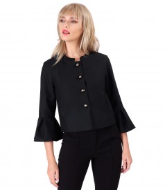 Jacket with wide wristbands made of cotton with organic wool