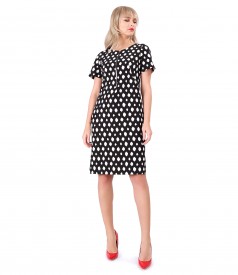 Printed elastic fabric dress with geometric motifs