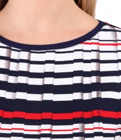 Elastic jersey blouse printed with stripes