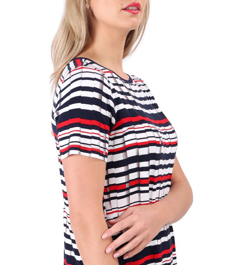 Elastic jersey blouse printed with stripes