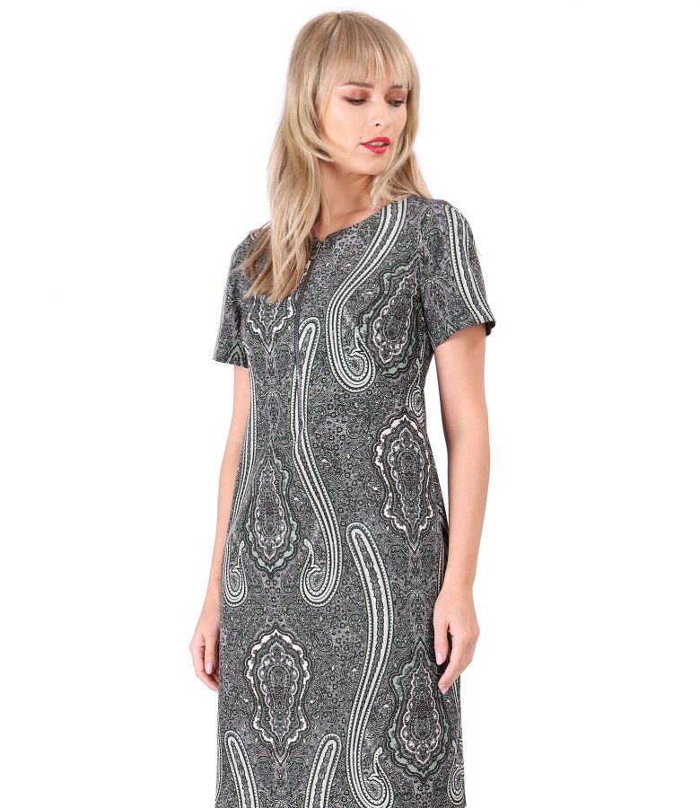 Dress made of printed elastic fabric