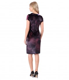 Elastic velvet dress with crystals inserts