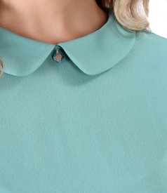 Viscose blouse with round collar