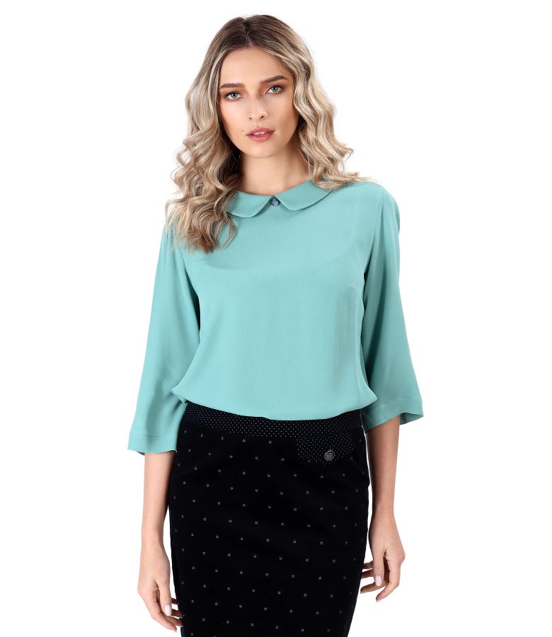 Viscose blouse with round collar