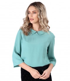 Viscose blouse with round collar